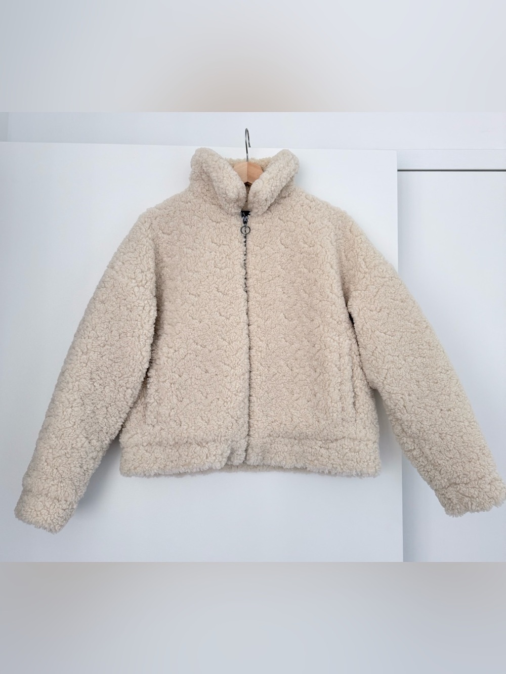 Zara Teddy Sherpa Fleece Jacket Cream Ivory Size S NWOT Cozy Zip Up